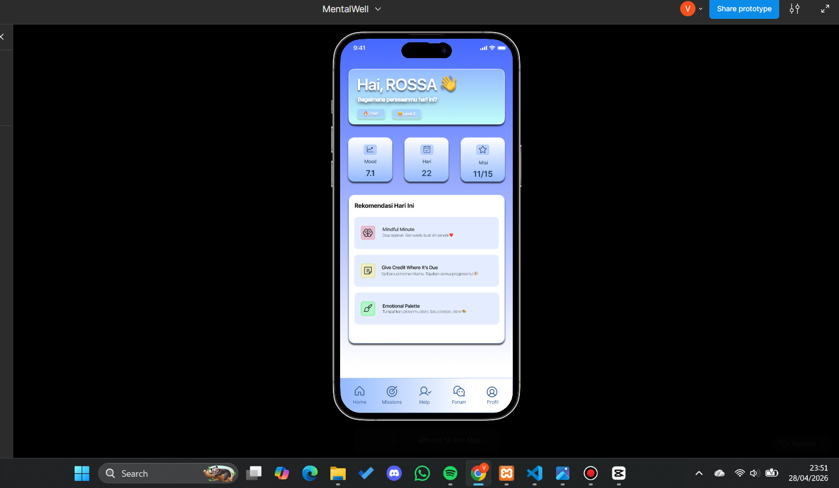 MentalWell Apps Design